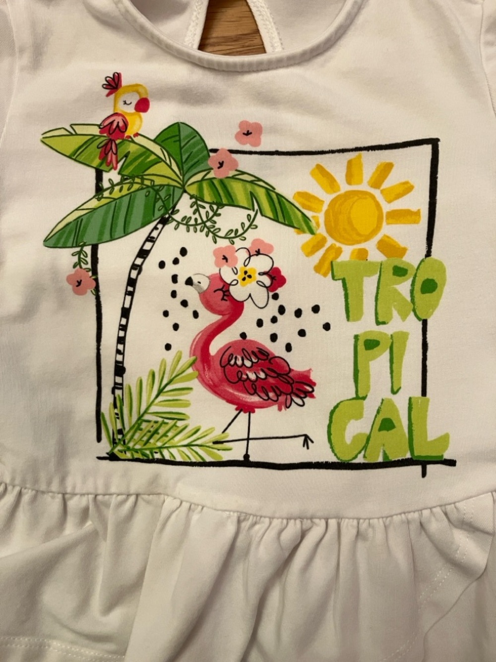 Mayoral 12 months baby/toddler White Top and Lime Green Leggings Tropical Set - Picture 4 of 7